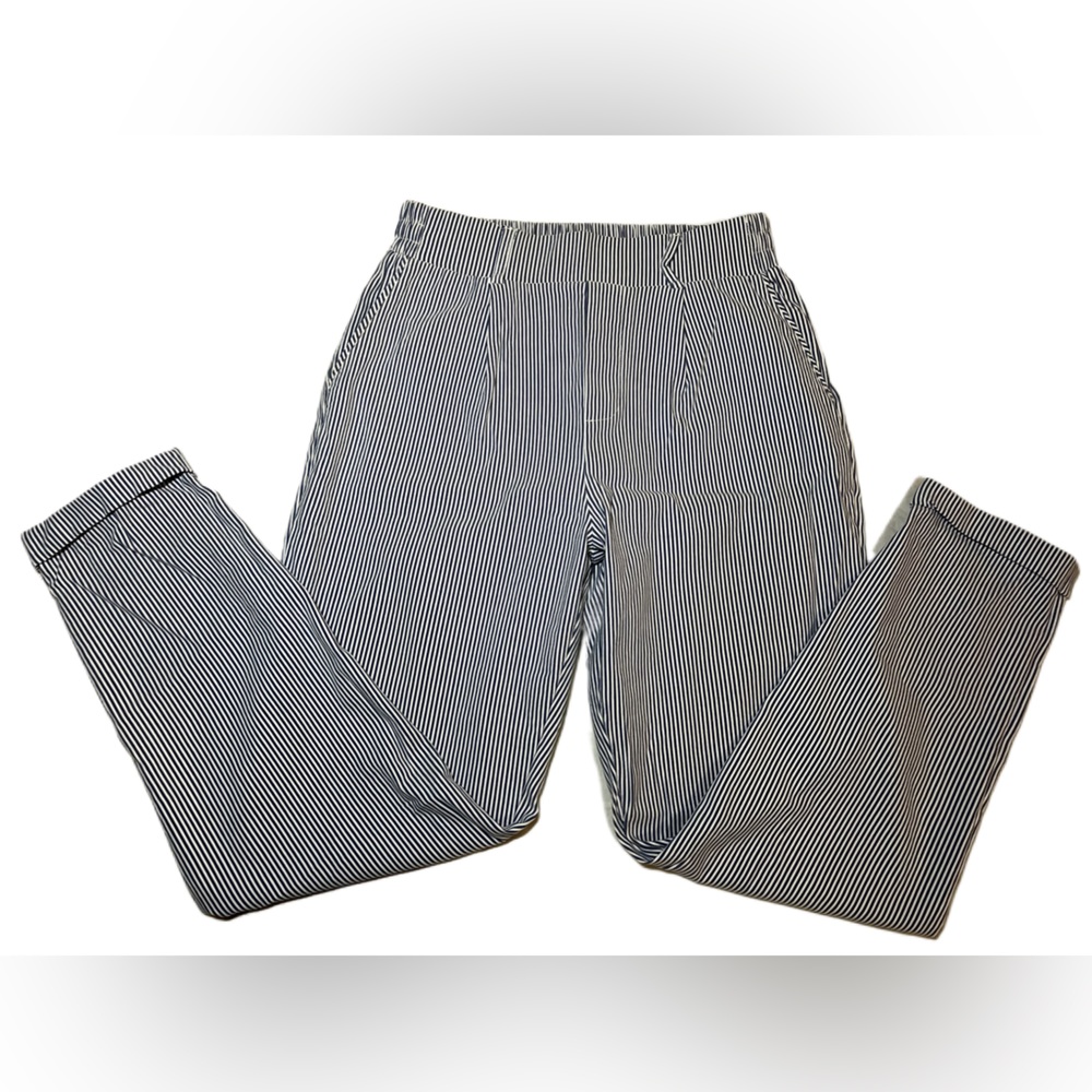- Shinestar Blue & White Striped Pull-on Ankle Pants - Women’s Size Medium